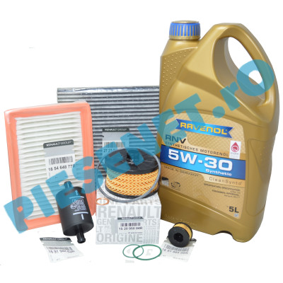 Pachet Revizie LOGAN 3, SANDERO 3, JOGGER, Motor 1.0TCe ECO-G 100, Cu RAVENOL RN17 5w30 si Fitre Renault C.A. 1111114-005-01-999