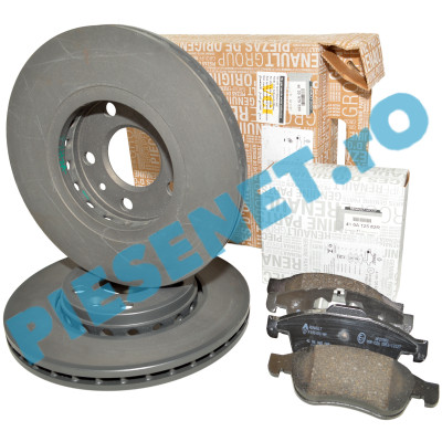 Pachet Placute si Discuri Frana DUSTER 2, DUSTER 1, MEGANE 3, Original Renault 402069741R + 410A13730R (referinta inlocuita 410A12582R)