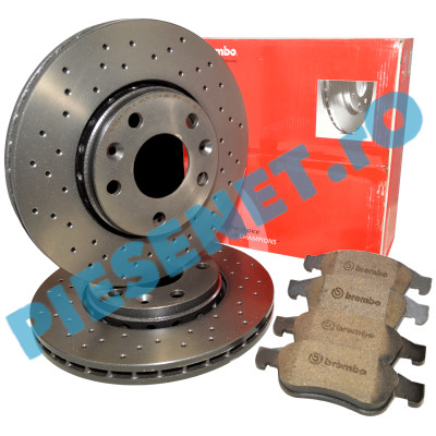 Pachet Placute Frana Ceramice si Discuri Frana PERFORATE, DUSTER 3, DUSTER 2, DUSTER, MEGANE 3, BREMBO XTRA LINE 09.A727.1X + P68050X