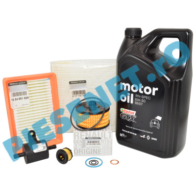 Pachet Revizie DUSTER 3 1.0TCe ECO G-100, Ulei Renault GTX 5W30 RN17 + Filtre Originale Renault