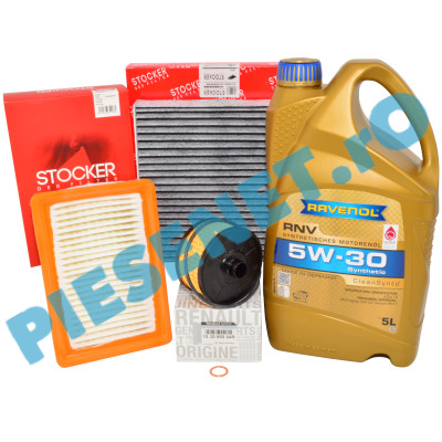 KIT Revizie LOGAN 3, SANDERO 3, JOGGER, 1.0TCe, RAVENOL 5w30 RN17 Si Filtre RENAULT Si STOCKER Carbon Activ