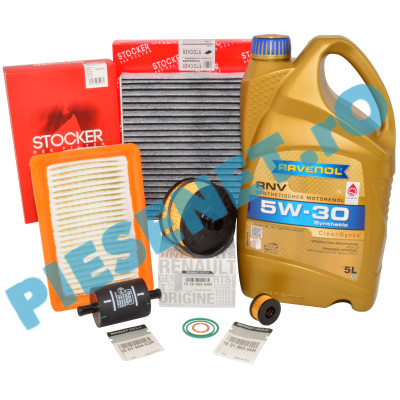 KIT Revizie LOGAN 3, SANDERO 3, JOGGER, 1.0TCe ECO-G, RAVENOL 5w30 RN17 Si Filtre RENAULT Si STOCKER Cu Carbon Activ