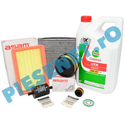 Pachet Revizie Logan 3, Sandero 3, Jogger, Motor 1.0 TCe ECO-G 100 cu Filtre ASAM și Ulei Castrol GTX 5W30 RN17