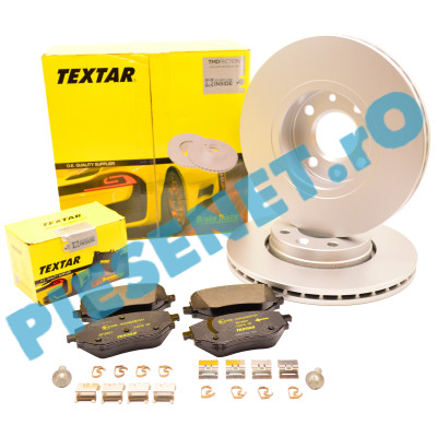 Pachet Plăcuțe & Discuri TEXTAR PRO LOGAN 3, SANDERO 3, JOGGER. 2618801 + 92241503 (echiv. 410608885R + 402060405R)