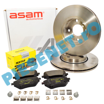 Pachet Plăcuțe TEXTAR 2618801 + Discuri Frână ASAM 55751 LOGAN 3, SANDERO 3, JOGGER