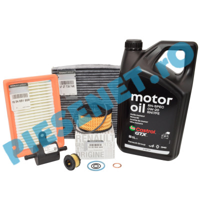 Pachet Revizie Complet DUSTER 3 (2024+) 1.0 TCe ECO G-100, Ulei Renault GTX 0W20 RN17FE 7711943674 + Filtre Originale Renault Pachet Revizie Complet DUSTER 3 (2024+) 1.0 TCe ECO G-100, Ulei Renault GTX 0W20 RN17FE 7711943674 + Filtre Originale Renault