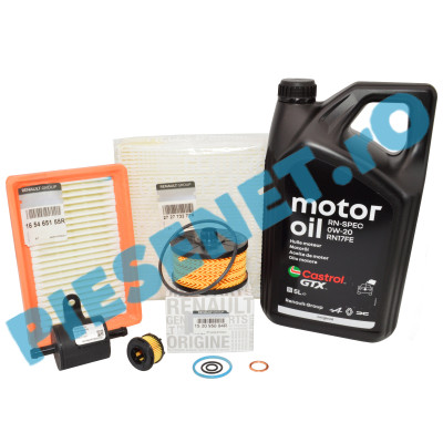 Pachet Revizie Complet DUSTER 3 1.0 TCe ECO G-100, (2024+) Ulei Renault GTX 0W20 RN17FE + Filtre Originale Renault