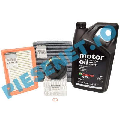 Pachet revizie Duster 3 1.0TCe ECO-G 100 (2024+) Ulei Renault GTX 0W20 RN17FE + Filtre Renault