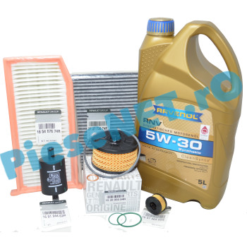 Pachet Revizie LOGAN 2, SANDERO 2, Motor 1.0TCe ECO-G 100, Cu RAVENOL RN17 5w30 Si Filtre Renault, 1111114-005-01-999