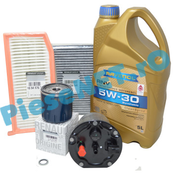 Pachet Revizie LOGAN 2, DUSTER 2, 1.5dCi EURO 6 (Fara ADBLUE), Cu RAVENOL RN17 5w30 si Fitre Renault 1111114-005-01-999