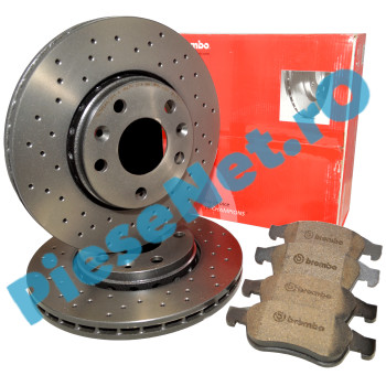 Pachet Placute Frana Ceramice si Discuri Frana PERFORATE, DUSTER 3, DUSTER 2, DUSTER, MEGANE 3, BREMBO XTRA LINE 09.A727.1X + P68050X