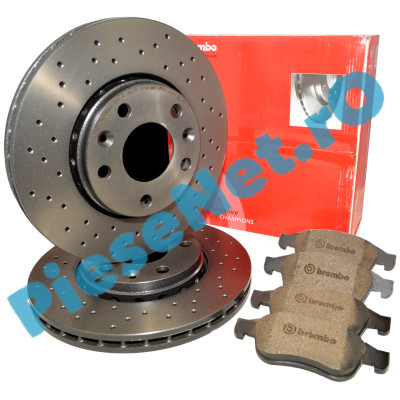 Pachet Placute Frana Ceramice si Discuri Frana PERFORATE, DUSTER 3, DUSTER 2, DUSTER, MEGANE 3, BREMBO XTRA LINE 09.A727.1X + P68050X