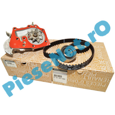 Kit Distributie Si Pompa Apa 1.4MPI-1.6MPI, LOGAN 1, CLIO 1-2, Originale Renault 7701477024 + 7701478018