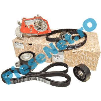 Kit Distributie, Pompa Apa Si Kit Accesorii 1.4MPI-1.6MPI, LOGAN 1, CLIO 1-2, Originale Renault 7701477024 + 7701478018 + 7701477517