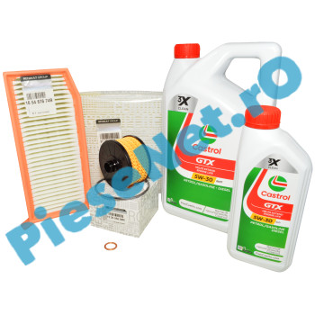 Pachet Revizie DUSTER 2 1.3TCe, DOKKER 1.3TCE,  Filtre Originale Renault Si Ulei CASTROL 5w30 RN17