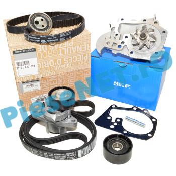 Kit Distributie, Pompa Apa Si Kit Accesorii 1.4MPI-1.6MPI, LOGAN 1, CLIO 1-2, Renault Si SKF, 7701477024 + SKF VKPC 86415 + 7701477517