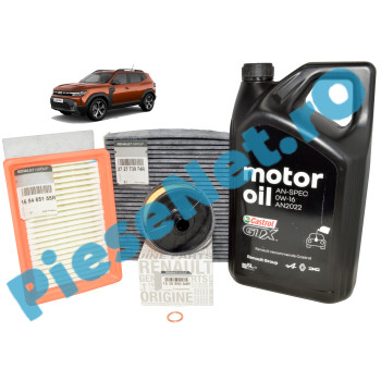 Pachet Revizie DUSTER 3 1.2TCe Mild Si Full Hybrid, Ulei 0w16 Renault AN2022 Si Filtre Renault, Carbon Activ