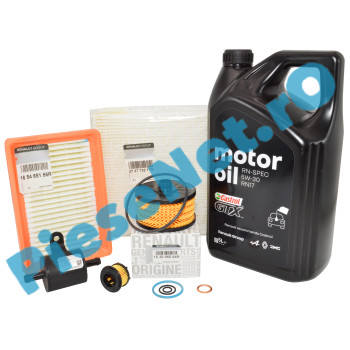Pachet Revizie DUSTER 3 1.0TCe ECO G-100, Ulei Renault GTX 5W30 RN17 + Filtre Originale Renault