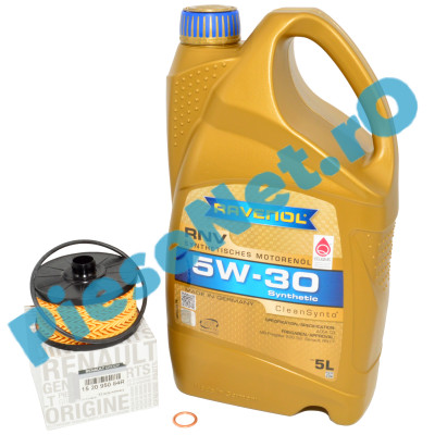 Pachet "PRIMA REVIZIE" LOGAN 3, DUSTER 3, SANDERO 3, JOGGER 1.0TCe sau 1.0TCe ECO-G, Ulei RAVENOL RN17 Si Filtru Ulei Renault