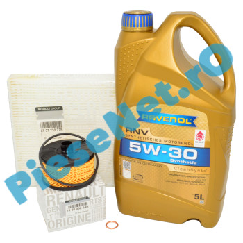 Pachet "PRIMA REVIZIE" LOGAN 3, DUSTER 3, SANDERO 3, JOGGER 1.0TCe sau 1.0TCe ECO-G, Ulei RAVENOL RN17 Filtru Ulei Si Polen Renault