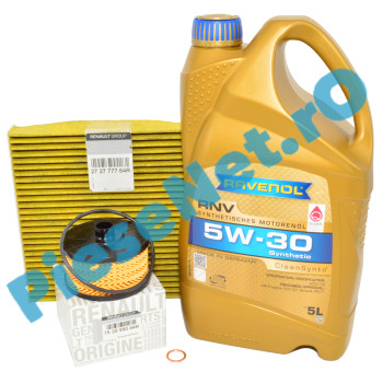 Pachet "PRIMA REVIZIE" LOGAN 3, DUSTER 3, SANDERO 3, JOGGER 1.0TCe sau 1.0TCe ECO-G, Ulei RAVENOL RN17 Filtru Ulei Si Polen Cu Polifenol Renault
