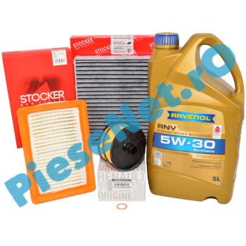 KIT Revizie LOGAN 3, SANDERO 3, JOGGER, 1.0TCe, RAVENOL 5w30 RN17 Si Filtre RENAULT Si STOCKER Carbon Activ