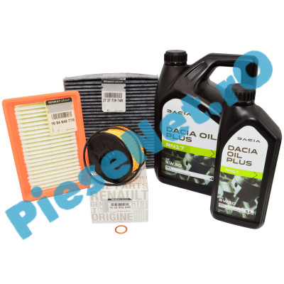 Pachet Revizie LOGAN 3, SANDERO 3, JOGGER 1.0 TCe Ulei Dacia Oil Plus RN17 + Filtre Renault Polen Cu Carbon