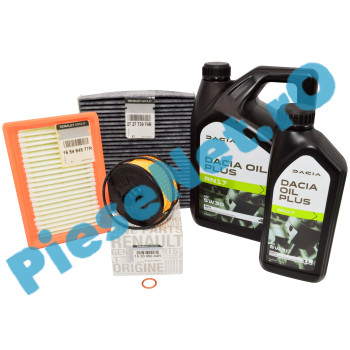 Pachet Revizie LOGAN 3, SANDERO 3, JOGGER 1.0 TCe Ulei Dacia Oil Plus RN17 + Filtre Renault Polen Cu Carbon