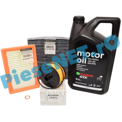 Pachet Revizie LOGAN 3, SANDERO 3, JOGGER 1.0 TCe 2024, Ulei 0W20 RN17FE + Filtre Renault Originale