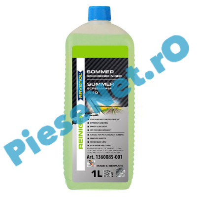 RAVENOL Solutie Concentrata Pentru Curățarea Parbrizului "Summer Screen Wash" 1:10 – Vară | 1L= 10L, Aromă de măr, 1360085-001-01-000