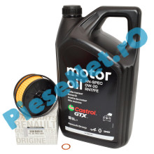 Pachet "Prima Revizie" Logan 3, Sandero 3, Duster 2/3, Jogger 1.0 TCe & ECO-G Ulei Renault 0W20 RN 17FE si Filtru Ulei Renault