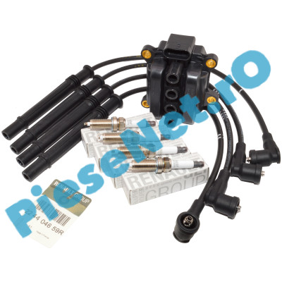 Pachet Revizie Aprindere 1.2 16V Bobină + Fise + Bujii, Original Renault (Logan 1/2)