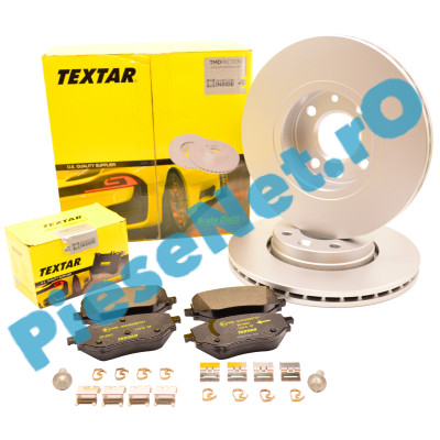 Pachet Plăcuțe & Discuri TEXTAR PRO LOGAN 3, SANDERO 3, JOGGER. 2618801 + 92241503 (echiv. 410608885R + 402060405R)