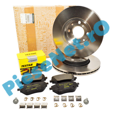 Pachet Plăcuțe TEXTAR + Discuri Frână Renault LOGAN 3, SANDERO 3, JOGGER, 2618801 + 402060405R