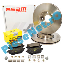Pachet Plăcuțe TEXTAR 2618801 + Discuri Frână ASAM 55751 LOGAN 3, SANDERO 3, JOGGER